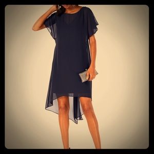 Chiffon-overlay A-Line Dress